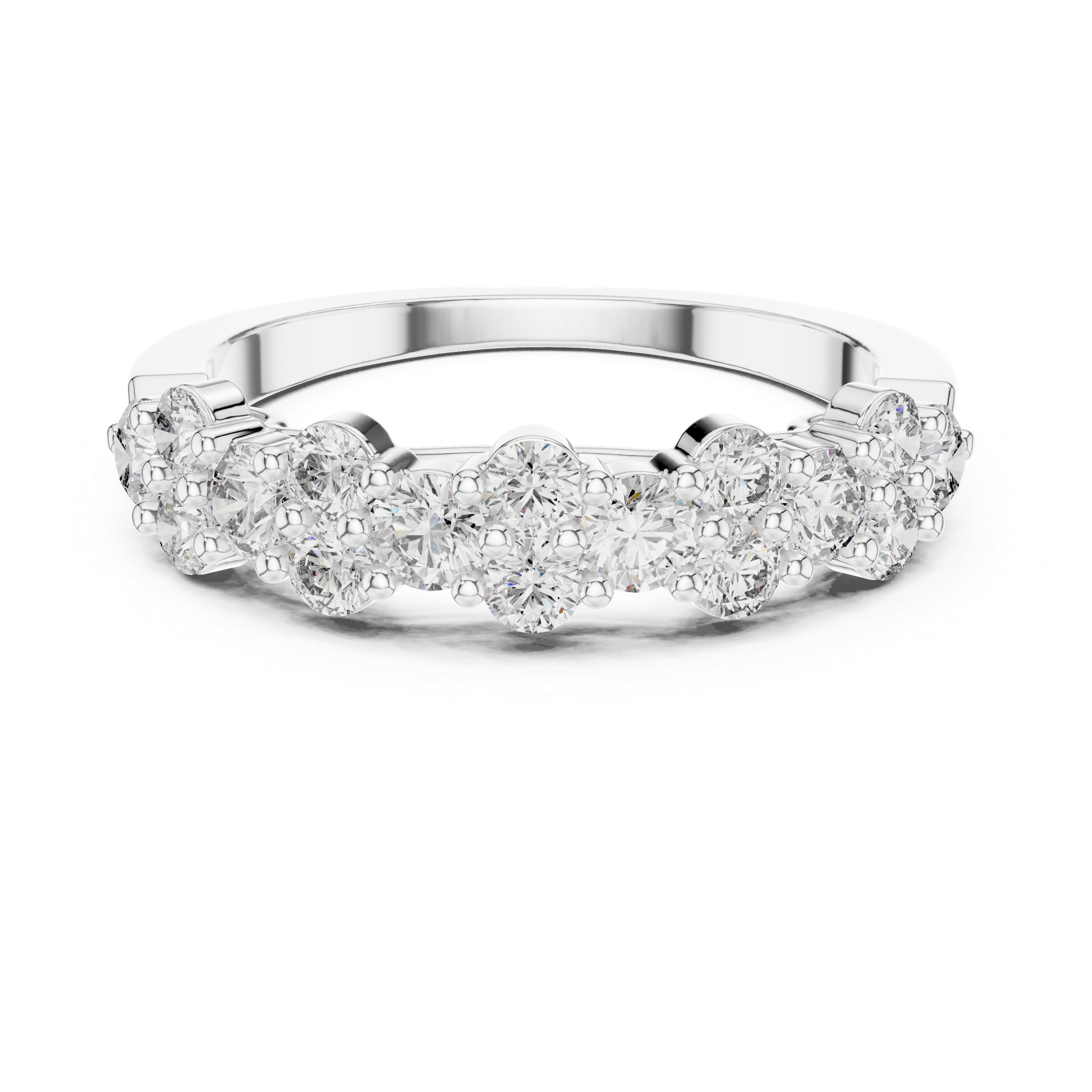 Round Moissanite Half Eternity Floral Garland Cluster Wedding Anniversary Band