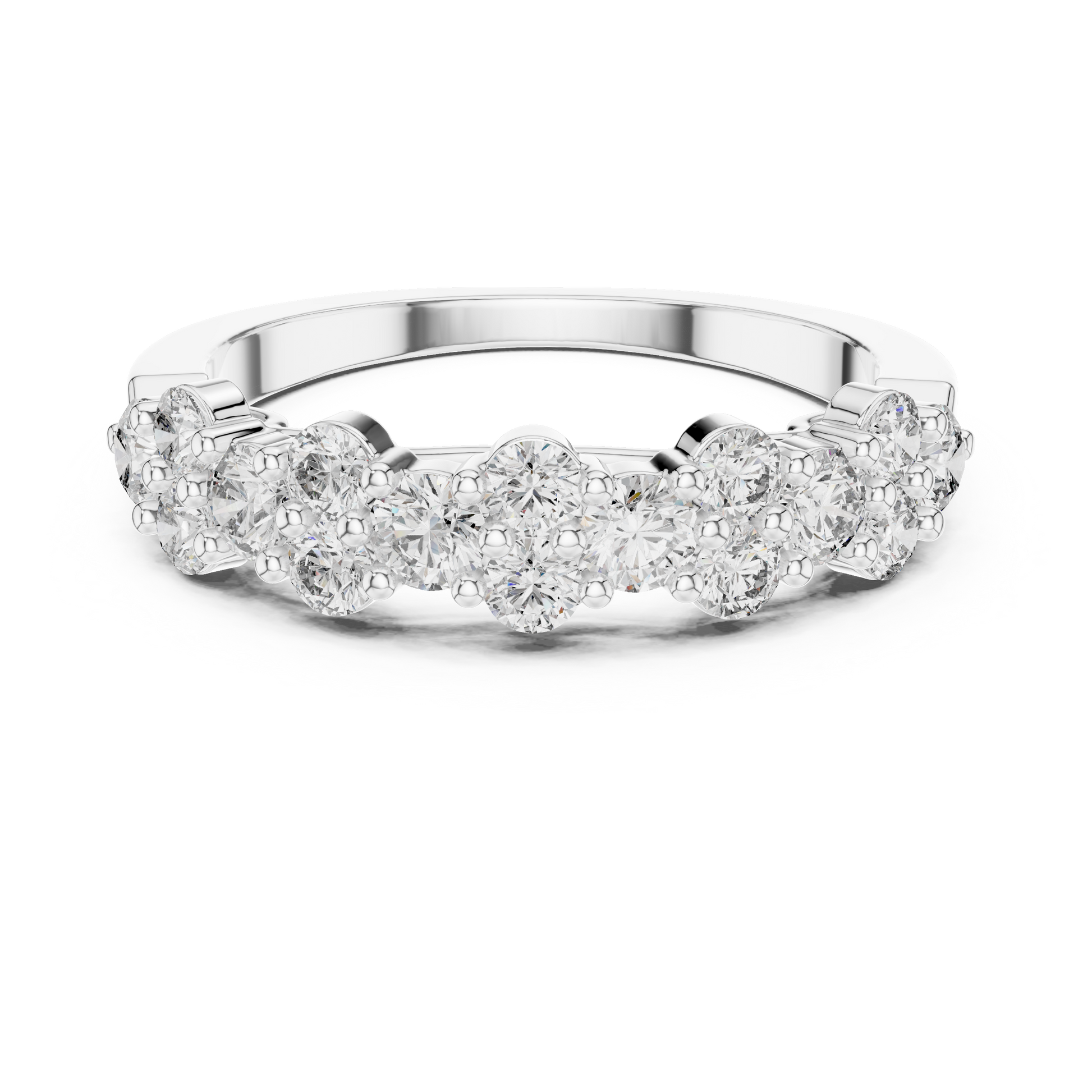Round Moissanite Half Eternity Floral Garland Cluster Wedding Anniversary Band