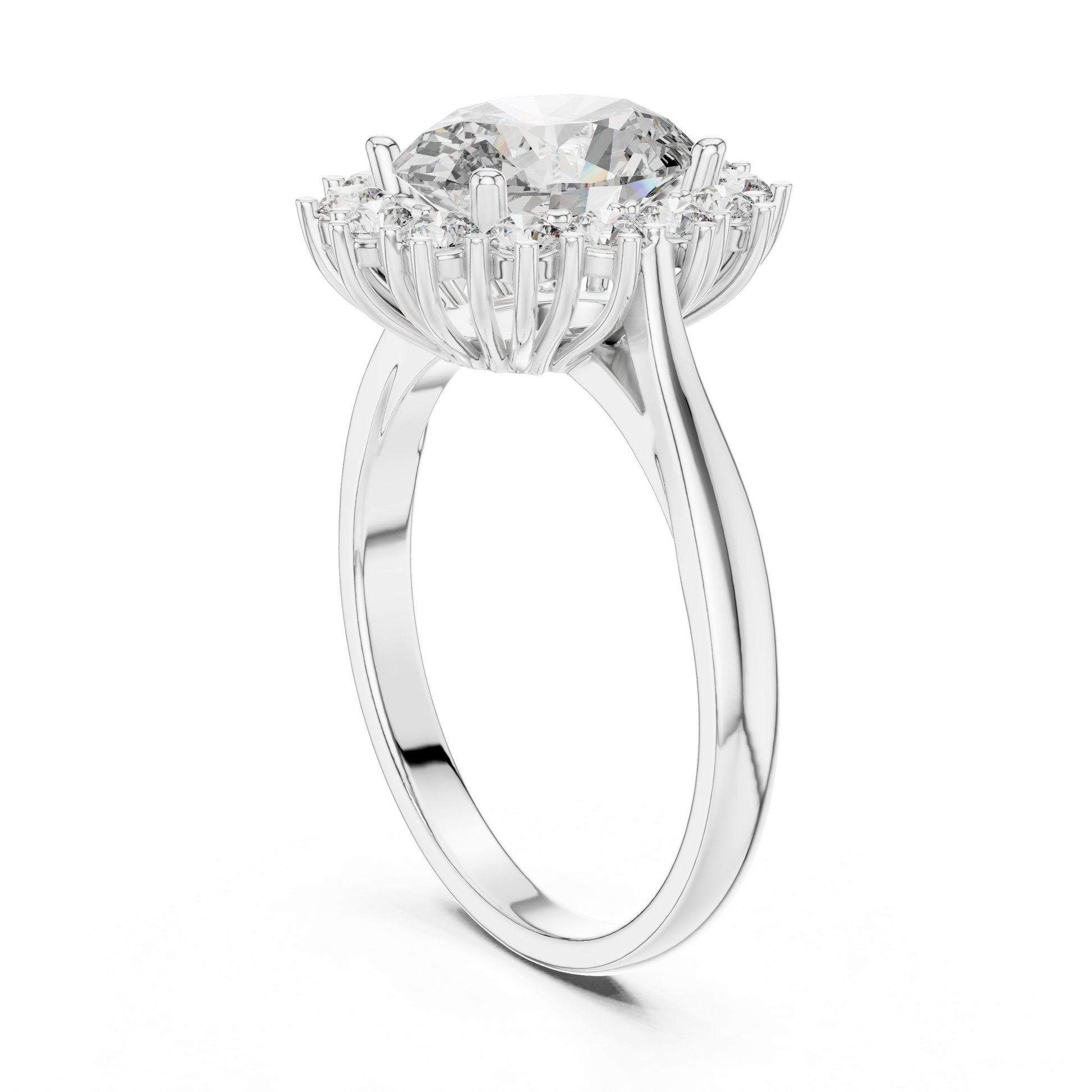 925 Sterling Silver Oval-cut Moissanite Halo Engagement Ring for Women