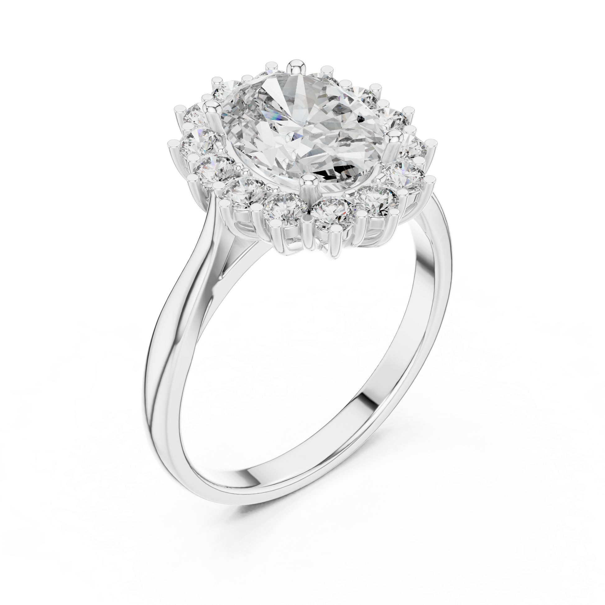 925 Sterling Silver Oval-cut Moissanite Halo Engagement Ring for Women