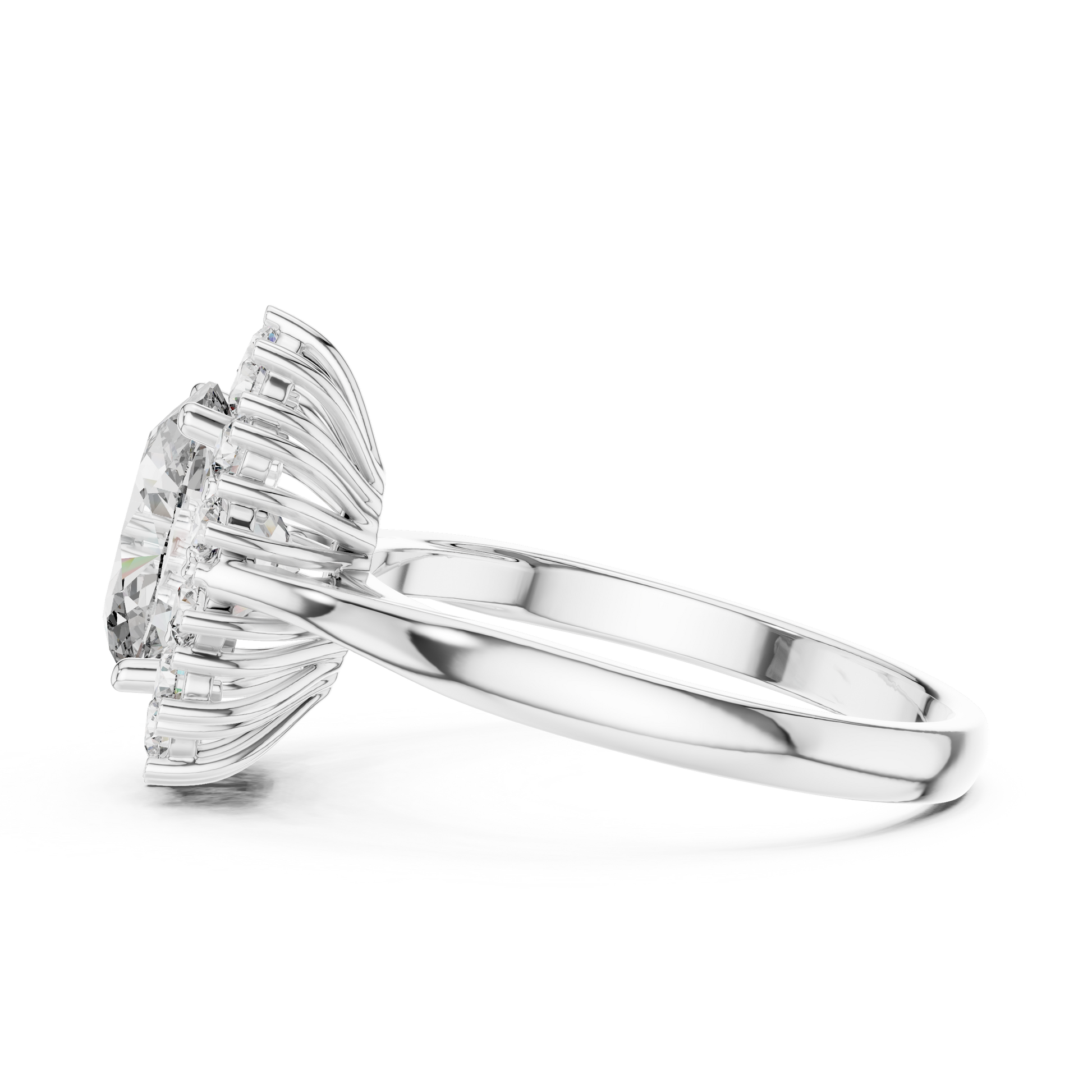 925 Sterling Silver Oval-cut Moissanite Halo Engagement Ring for Women