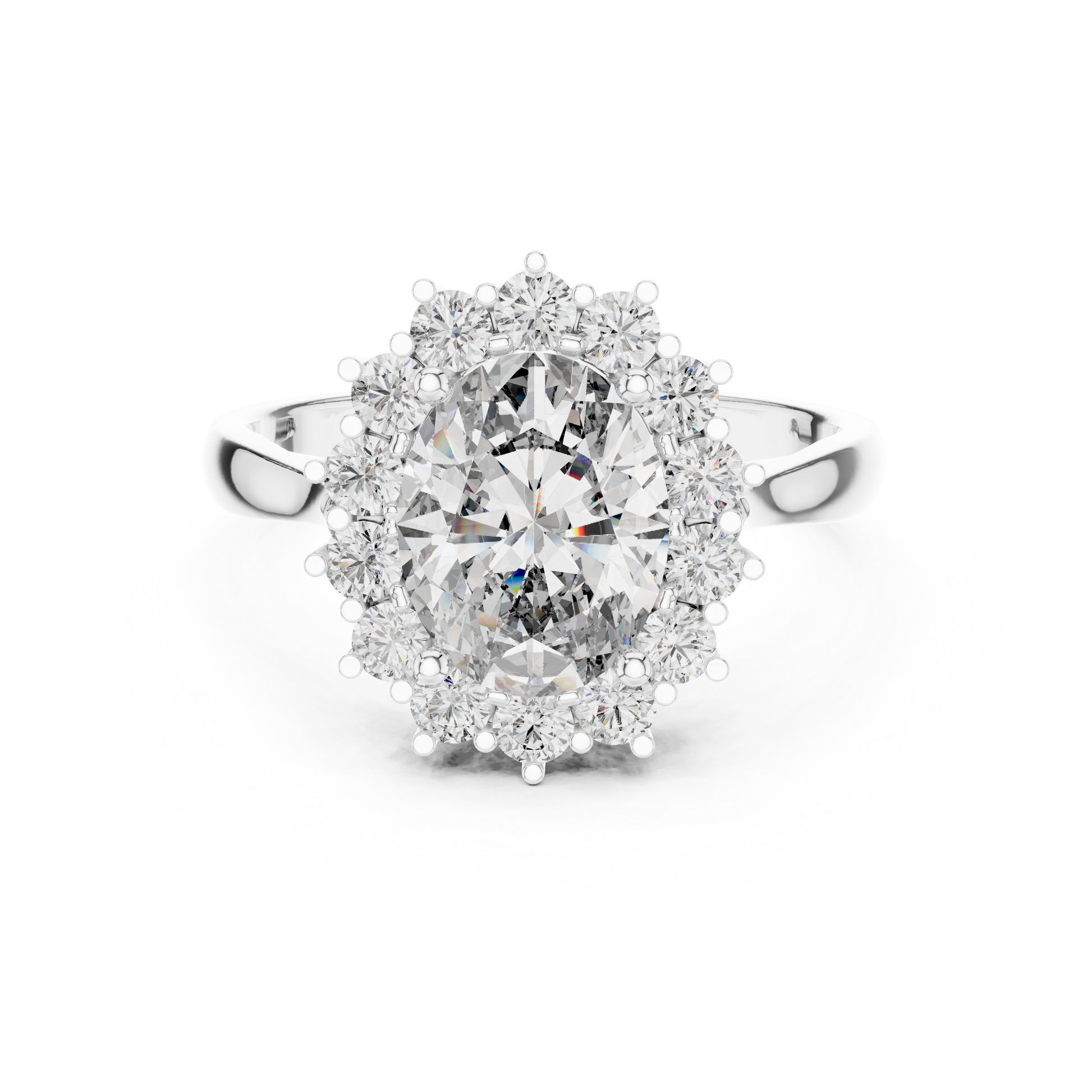 925 Sterling Silver Oval-cut Moissanite Halo Engagement Ring for Women