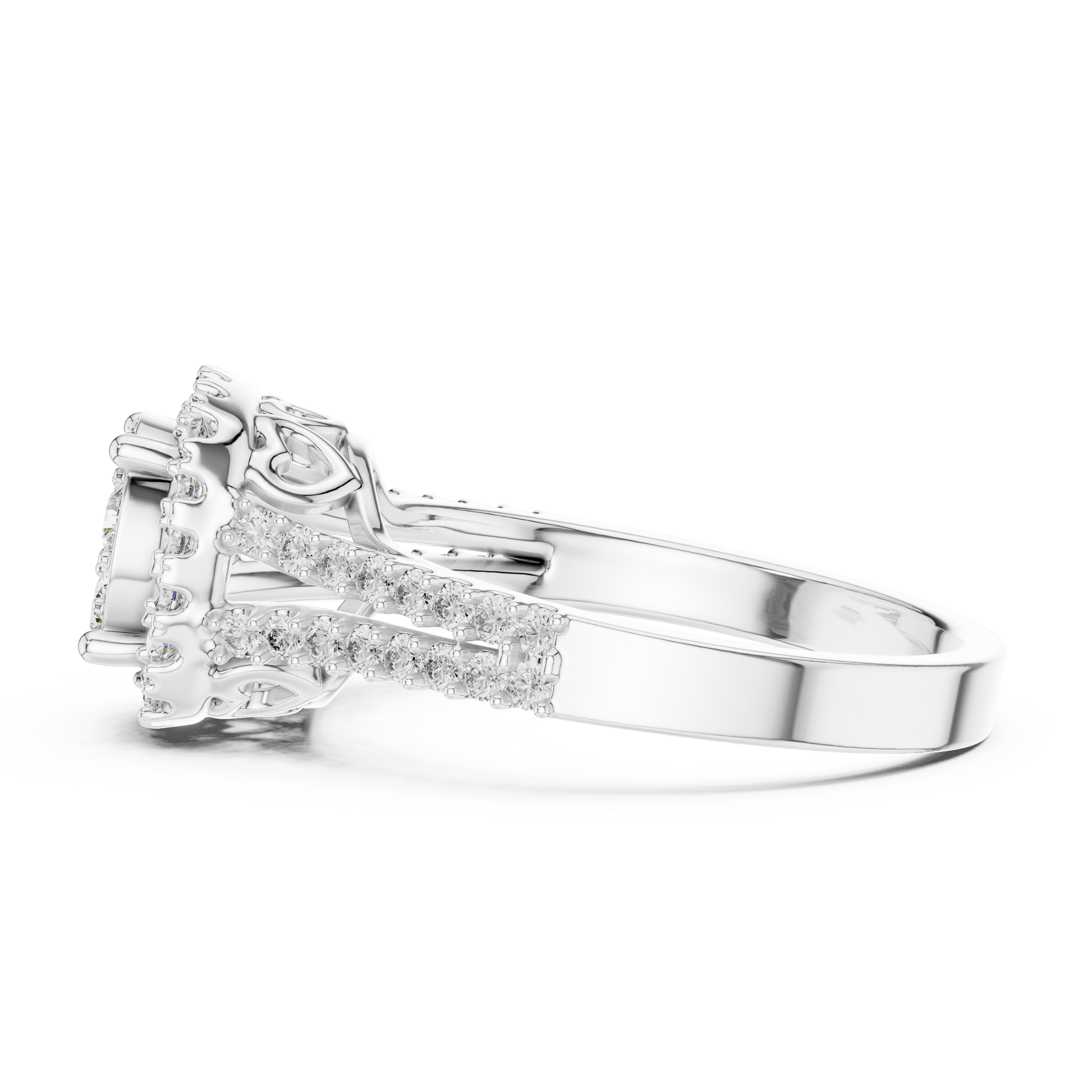 Sterling Silver Cluster Halo Engagement Ring with Simulated Moissanite Diamonds