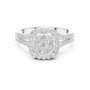 Sterling Silver Cluster Halo Engagement Ring with Simulated Moissanite Diamonds