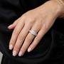 Sterling Silver Cluster Diamond Wide Contemporary Statement Ring