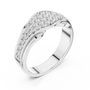 Sterling Silver Cluster Diamond Wide Contemporary Statement Ring