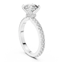 Round Moissanite Solitaire Engagement Ring with Hidden Halo in Sterling Silver