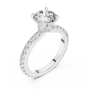 Round Moissanite Solitaire Engagement Ring with Hidden Halo in Sterling Silver
