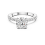 Round Moissanite Solitaire Engagement Ring with Hidden Halo in Sterling Silver
