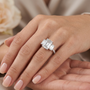 Three-Stone Trilogy Engagement Ring with Emerald-Cut Center Stone