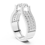 Round Diamond Cluster Pavé-Set Wide Band Multi-Row Statement Engagement Ring
