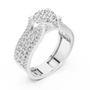 Round Diamond Cluster Pavé-Set Wide Band Multi-Row Statement Engagement Ring