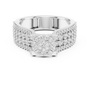 Round Diamond Cluster Pavé-Set Wide Band Multi-Row Statement Engagement Ring