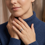 Modern Minimalist Solitaire Round Moissanite Sterling Silver Bypass Promise Ring