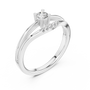 Modern Minimalist Solitaire Round Moissanite Sterling Silver Bypass Promise Ring