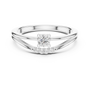 Modern Minimalist Solitaire Round Moissanite Sterling Silver Bypass Promise Ring