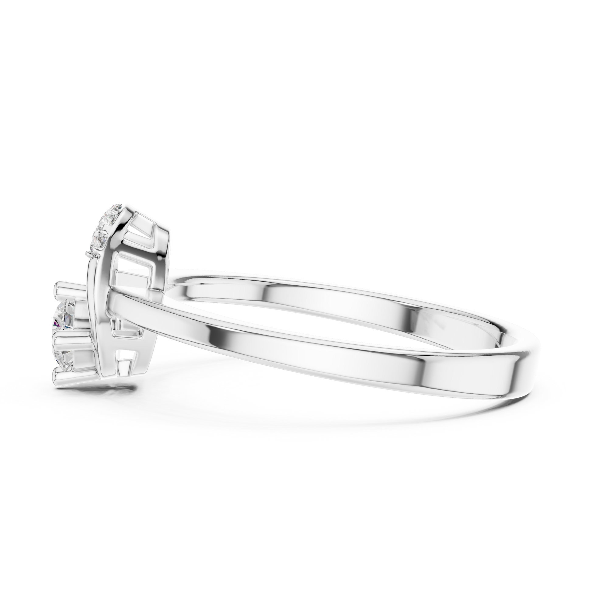 925 Sterling Silver Horseshoe-Inspired Solitaire Engagement Ring with Round Diamond Accent
