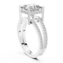 Princess-Cut Moissanite Hidden Halo Split-Shank Sterling Silver Engagement Ring
