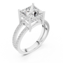 Princess-Cut Moissanite Hidden Halo Split-Shank Sterling Silver Engagement Ring