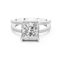 Princess-Cut Moissanite Hidden Halo Split-Shank Sterling Silver Engagement Ring