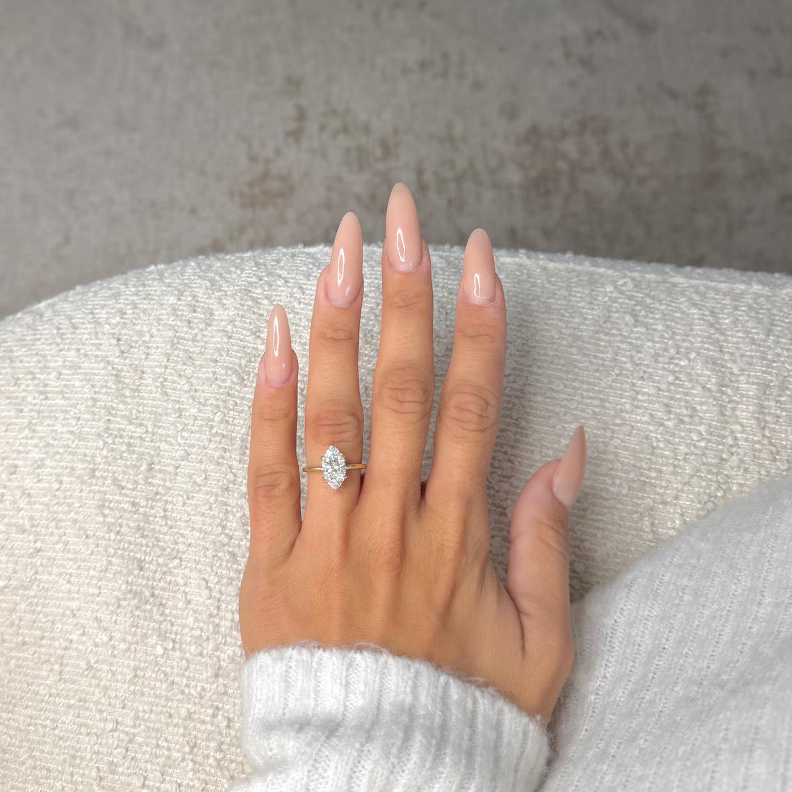 2 Carat Marquise Cut Lab Grown Diamond Solitaire Hidden Halo Engagement Ring IGI Certified Gold Band