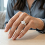 Classic Oval Cut Moissanite With Marquise Cluster Engagement Ring