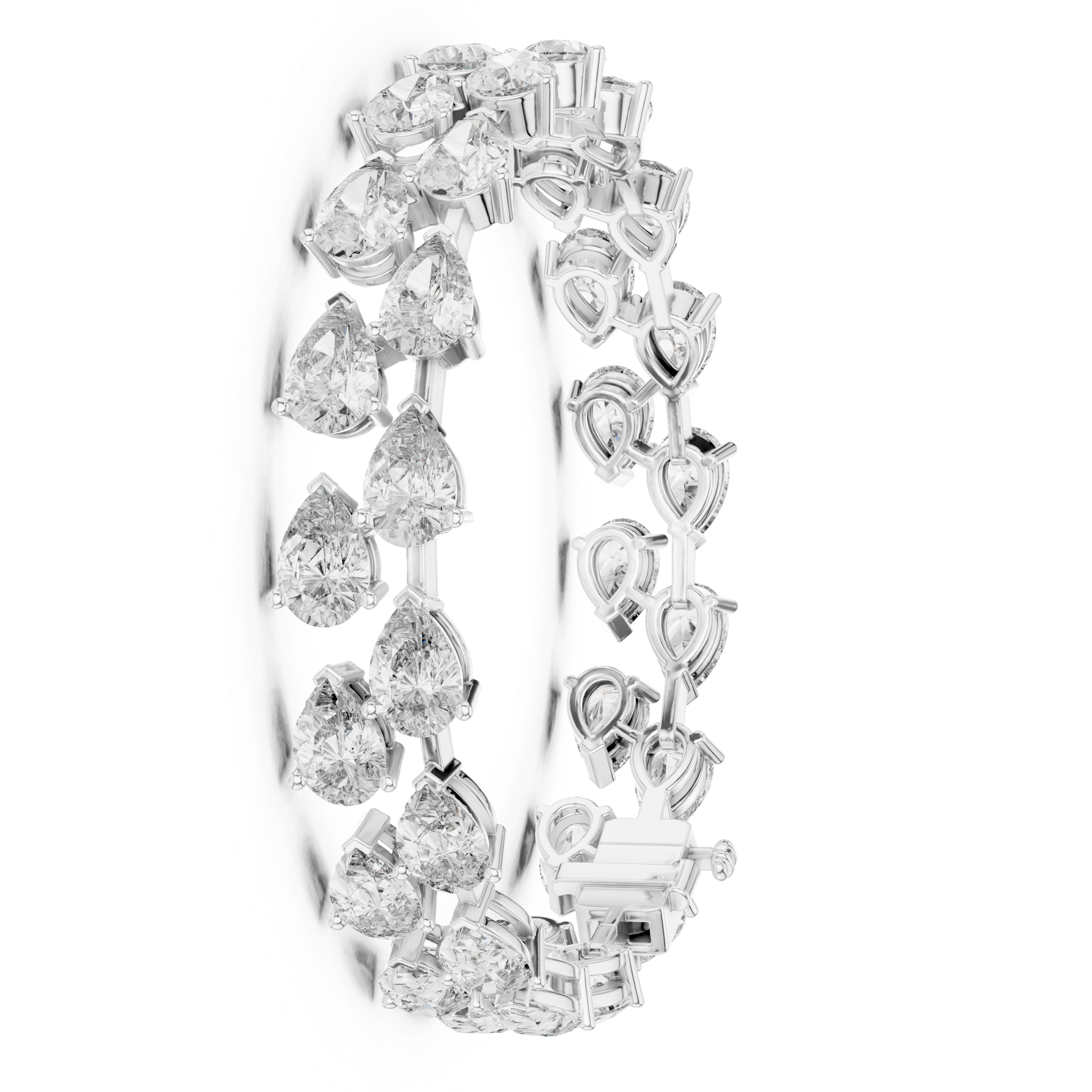 Pear Shape Double Row Tennis Moissanite Daimond 925 Sterling Silver Bracelet