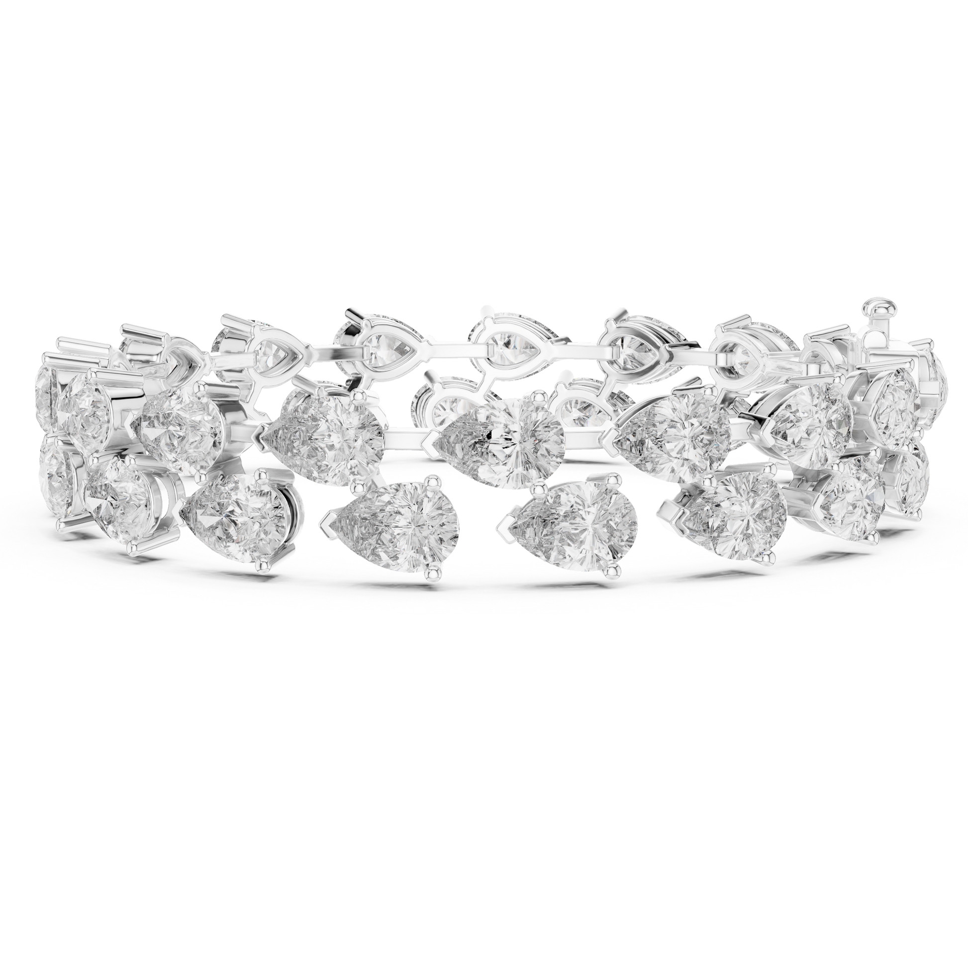 Pear Shape Double Row Tennis Moissanite Daimond 925 Sterling Silver Bracelet