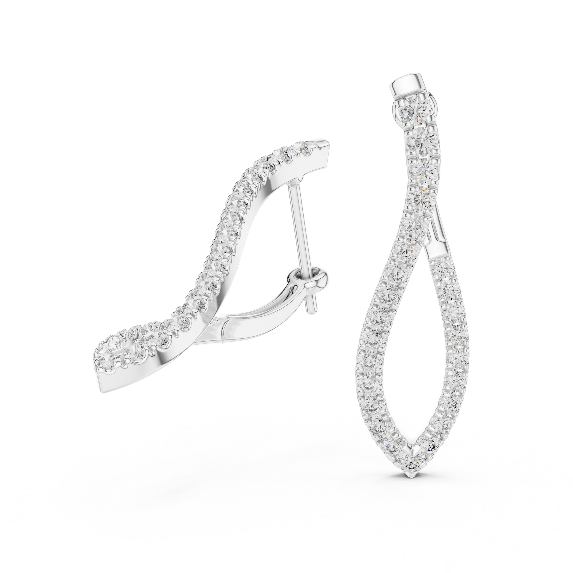 The Twist Line Round Cut Curved Single Line Design Moissanite Diamond Drop Earrings