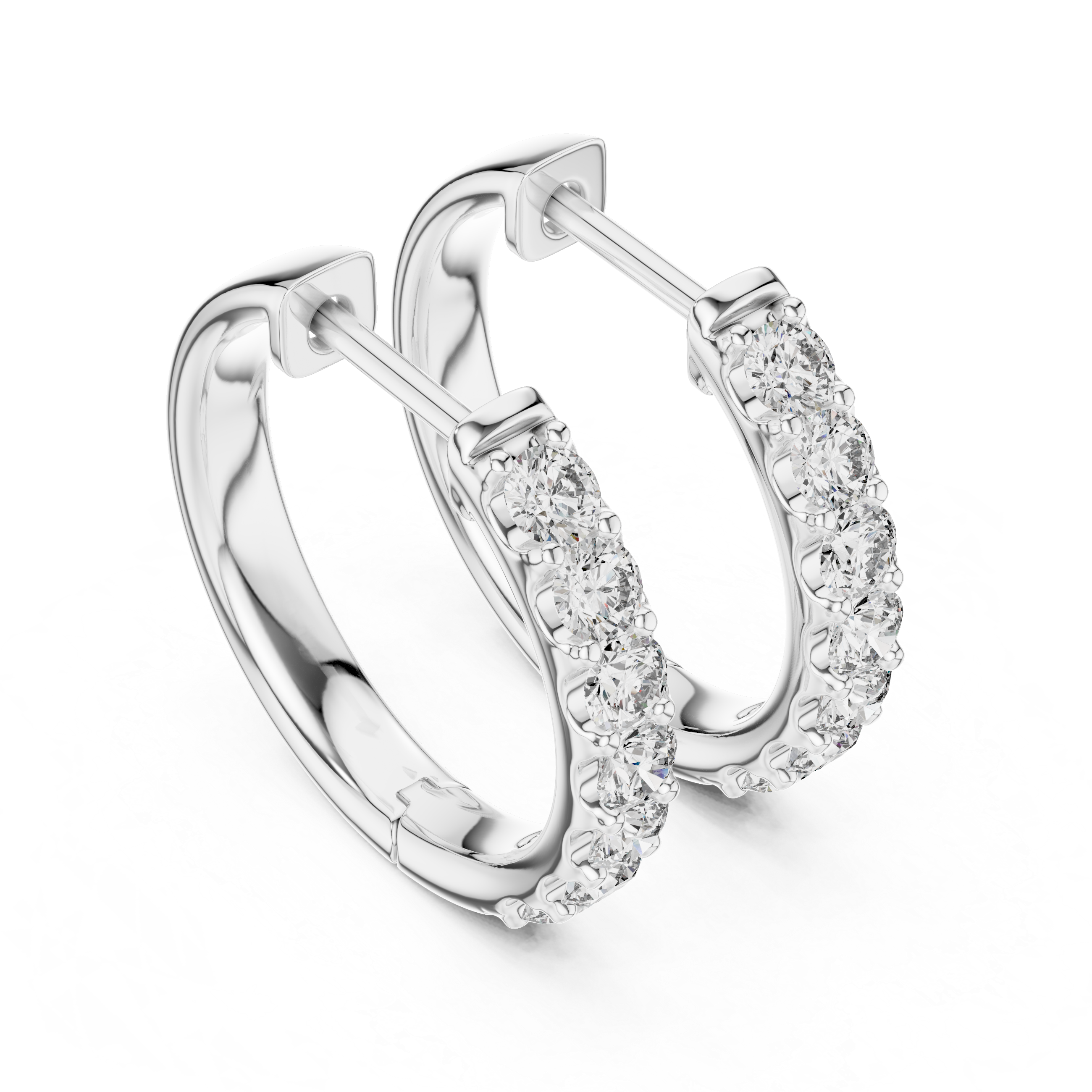 Round Cut Moissanite Diamond Hoop Earrings For Women 925 Sterling Silver Post Hoops Earrings