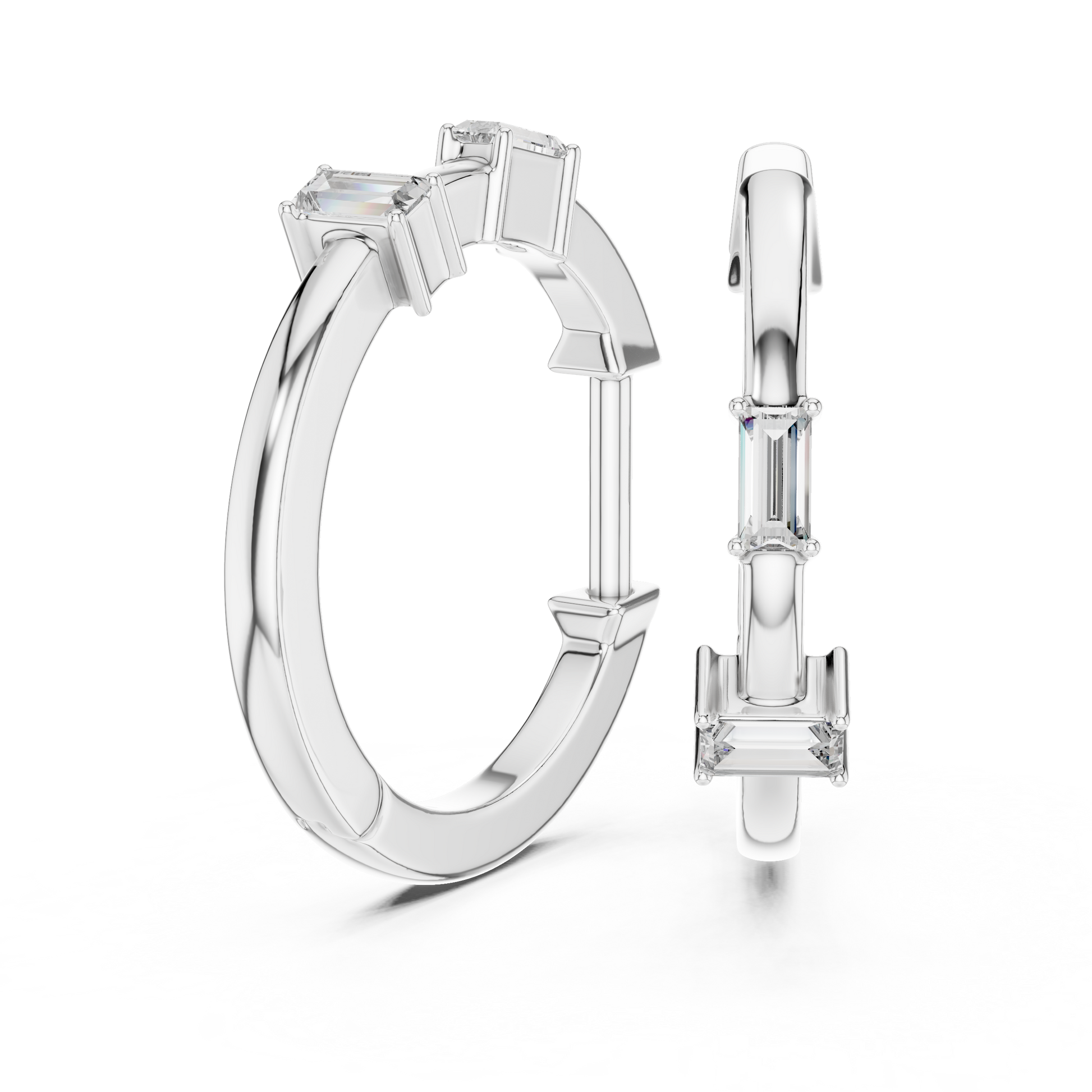 925 Sterling Silver Drop Earrings With Baguette Cut Moissanite Daimond