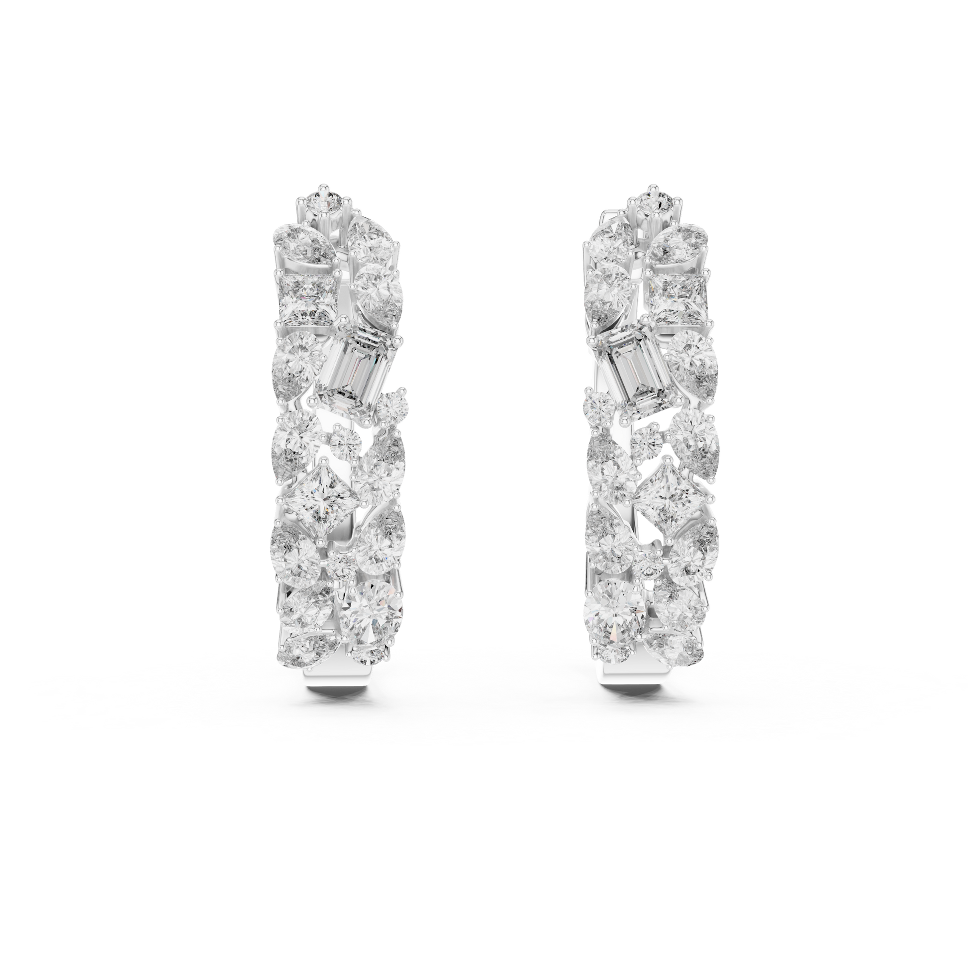 925 Sterling Silver Party Mixed-Cut Fancy Moissanite Diamond Huggie Earrings