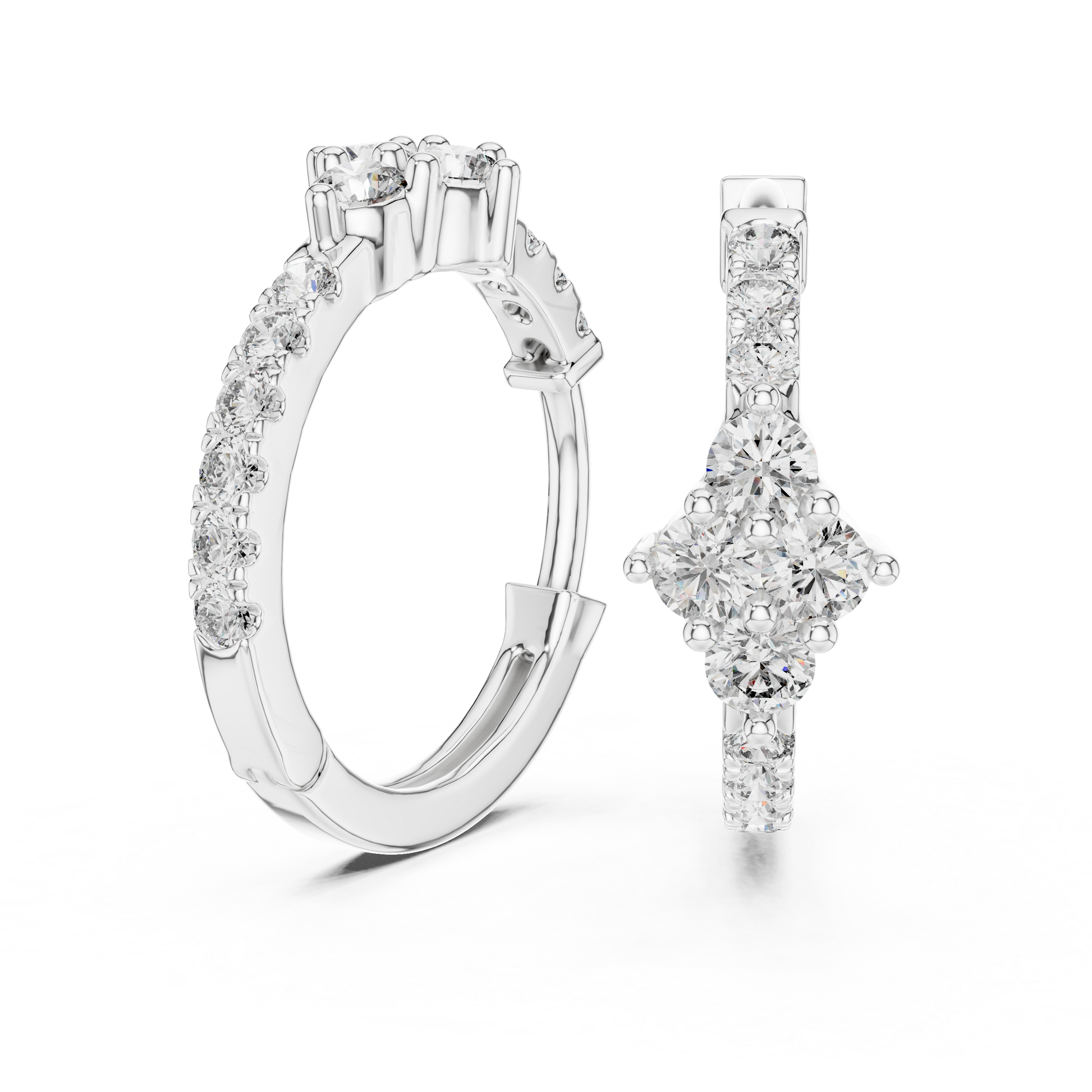 925 Sterling Silver Round Cut Vintage Inspired Moissanite Diamond Huggie Earrings