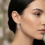 Round Cut Solitaire Moissanite Diamond Huggie Hoop Earrings
