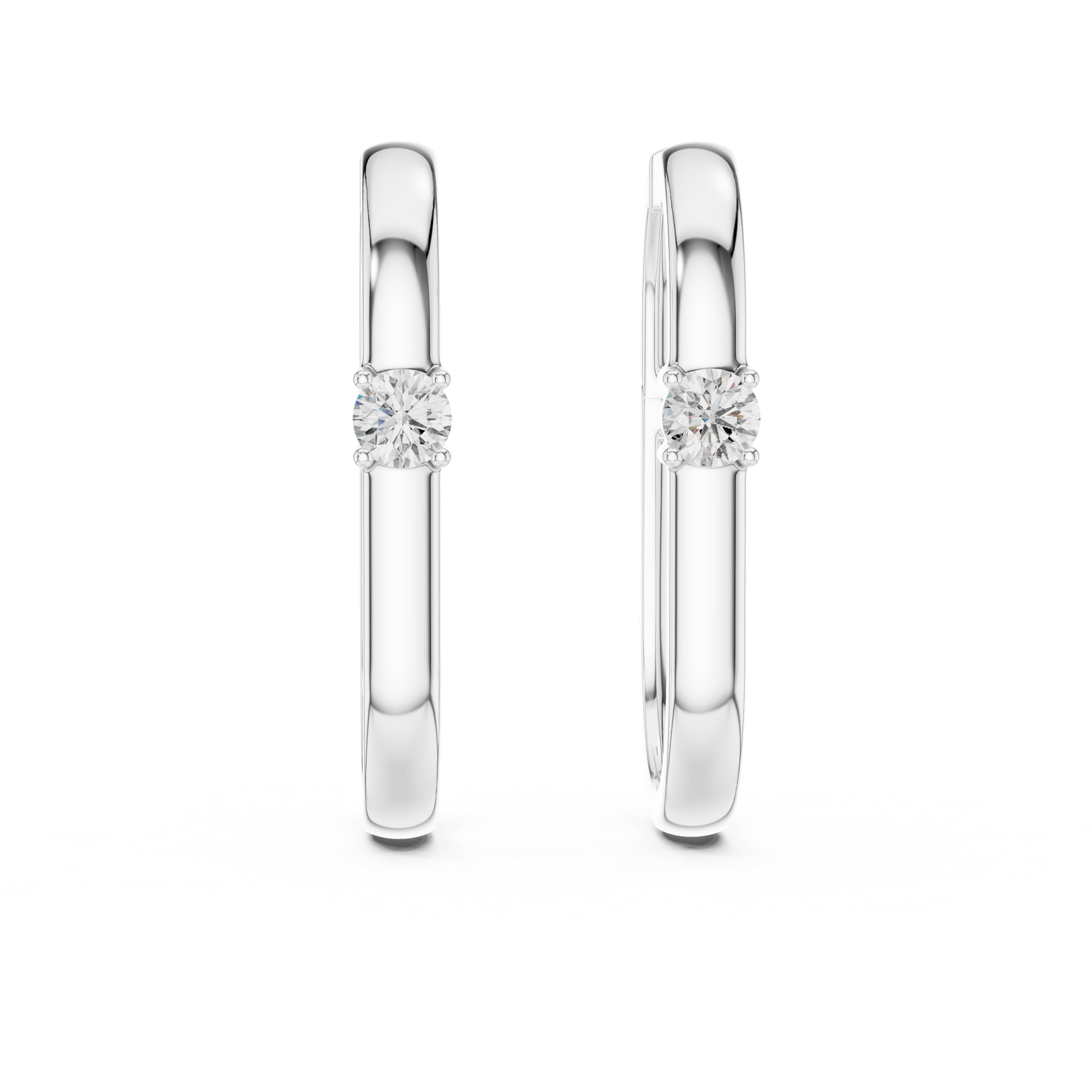 Round Cut Solitaire Moissanite Diamond Huggie Hoop Earrings