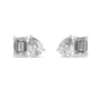 1.60 CT Pear & 2 CT Emerald Toi Et Moi Style Moissanite Diamond Stud Earrings