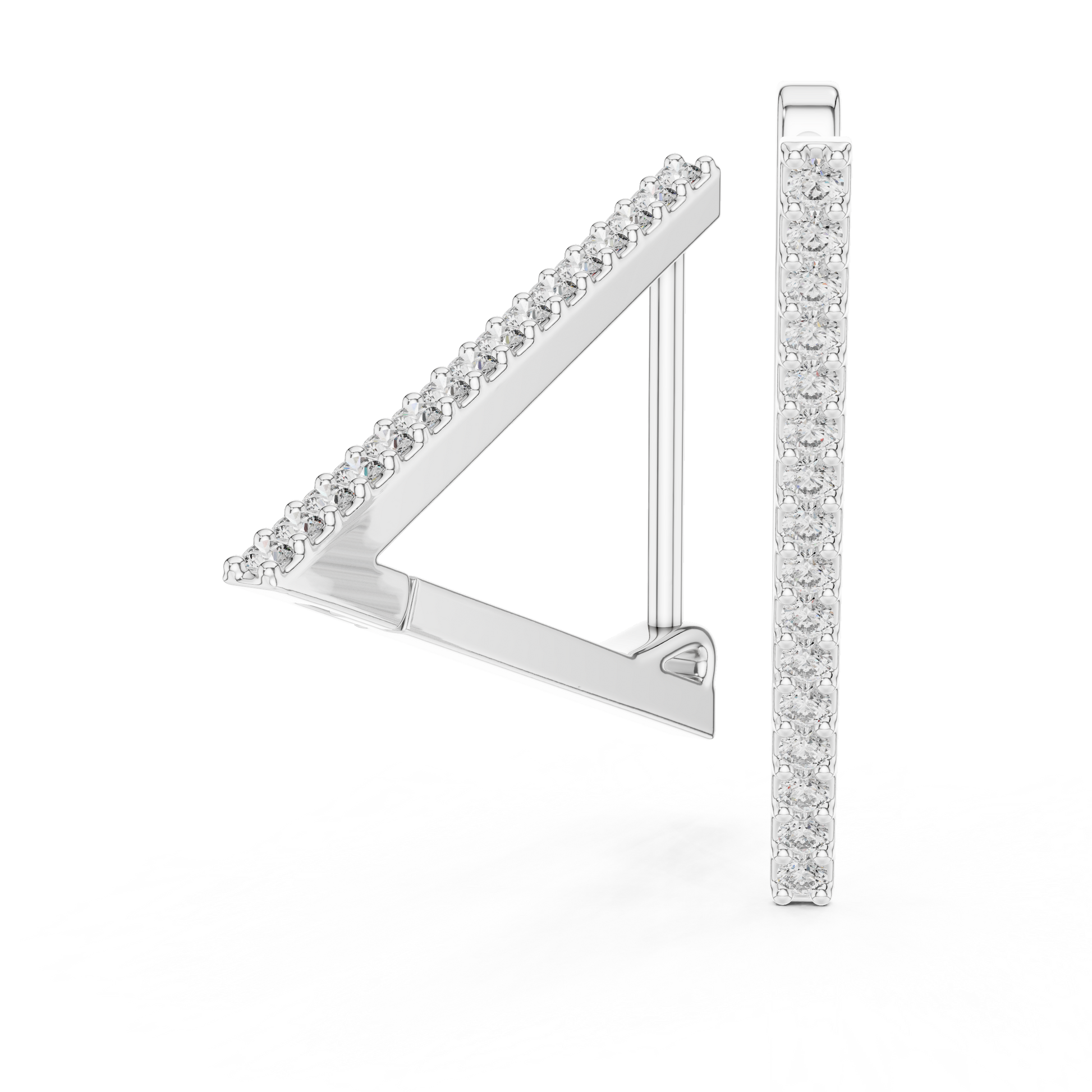 Round Cut V-Shaped Moissanite Diamond Modern Statement Hoops Dainty Pave Diamond Earring