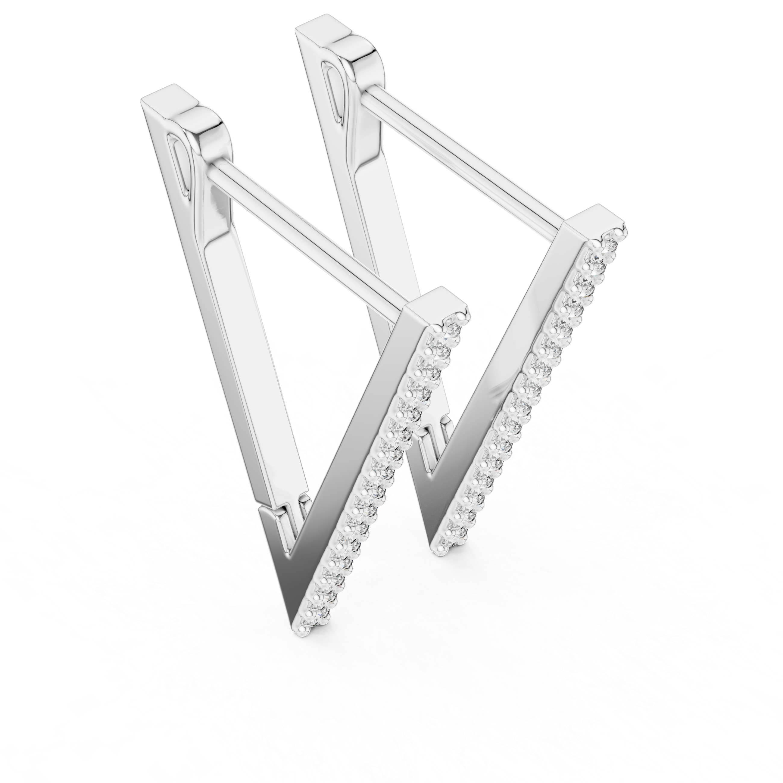 Round Cut V-Shaped Moissanite Diamond Modern Statement Hoops Dainty Pave Diamond Earring