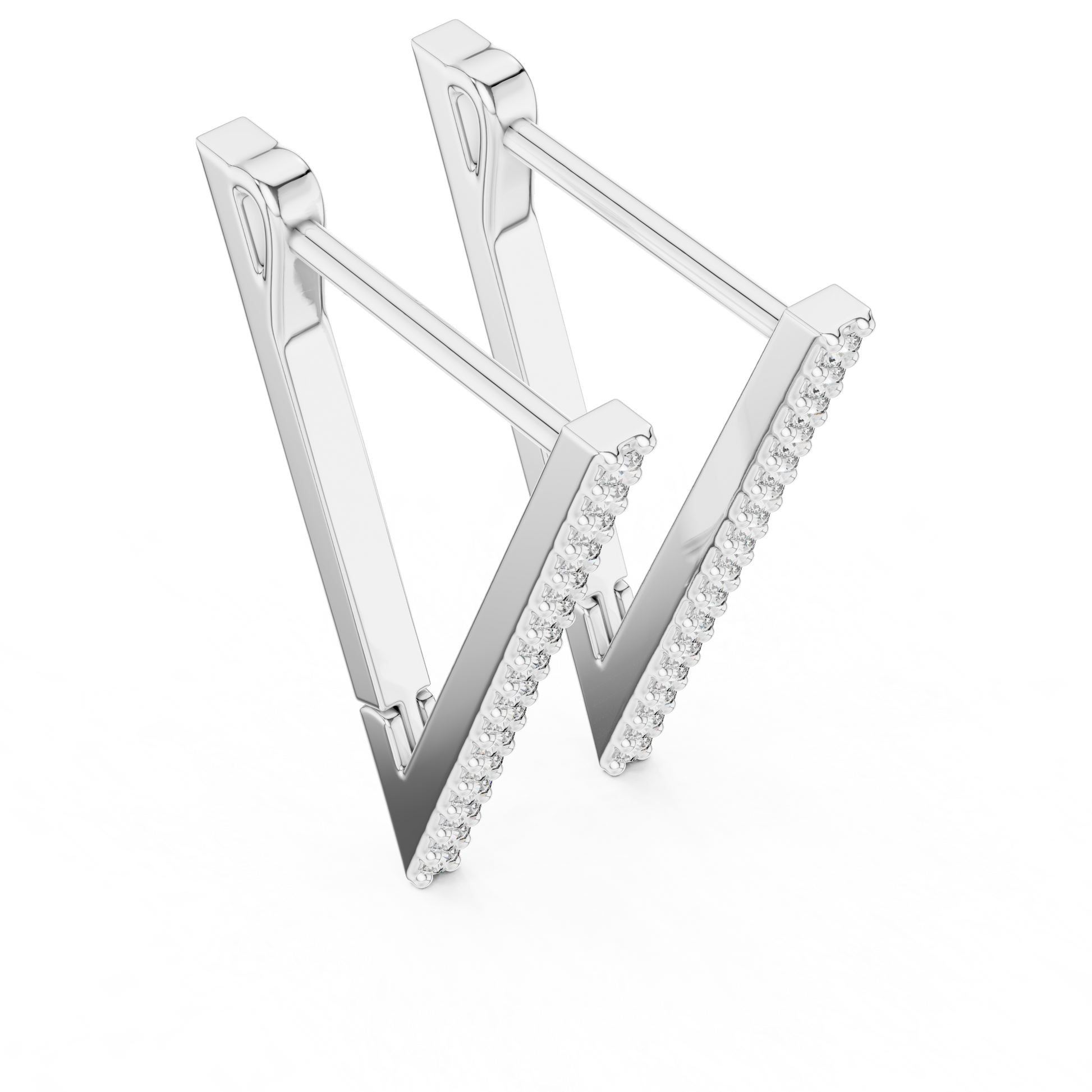 Round Cut V-Shaped Moissanite Diamond Modern Statement Hoops Dainty Pave Diamond Earring