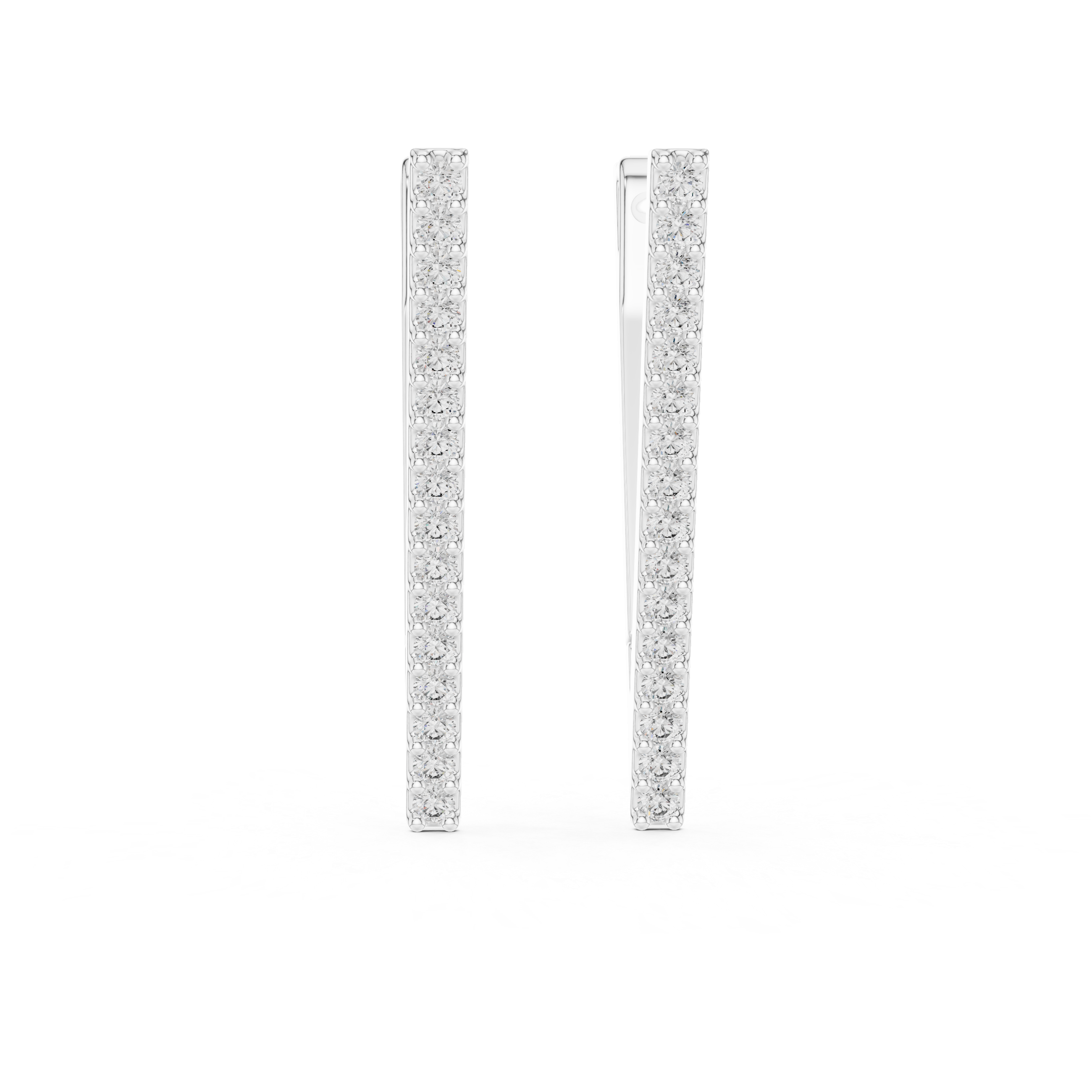 Round Cut V-Shaped Moissanite Diamond Modern Statement Hoops Dainty Pave Diamond Earring