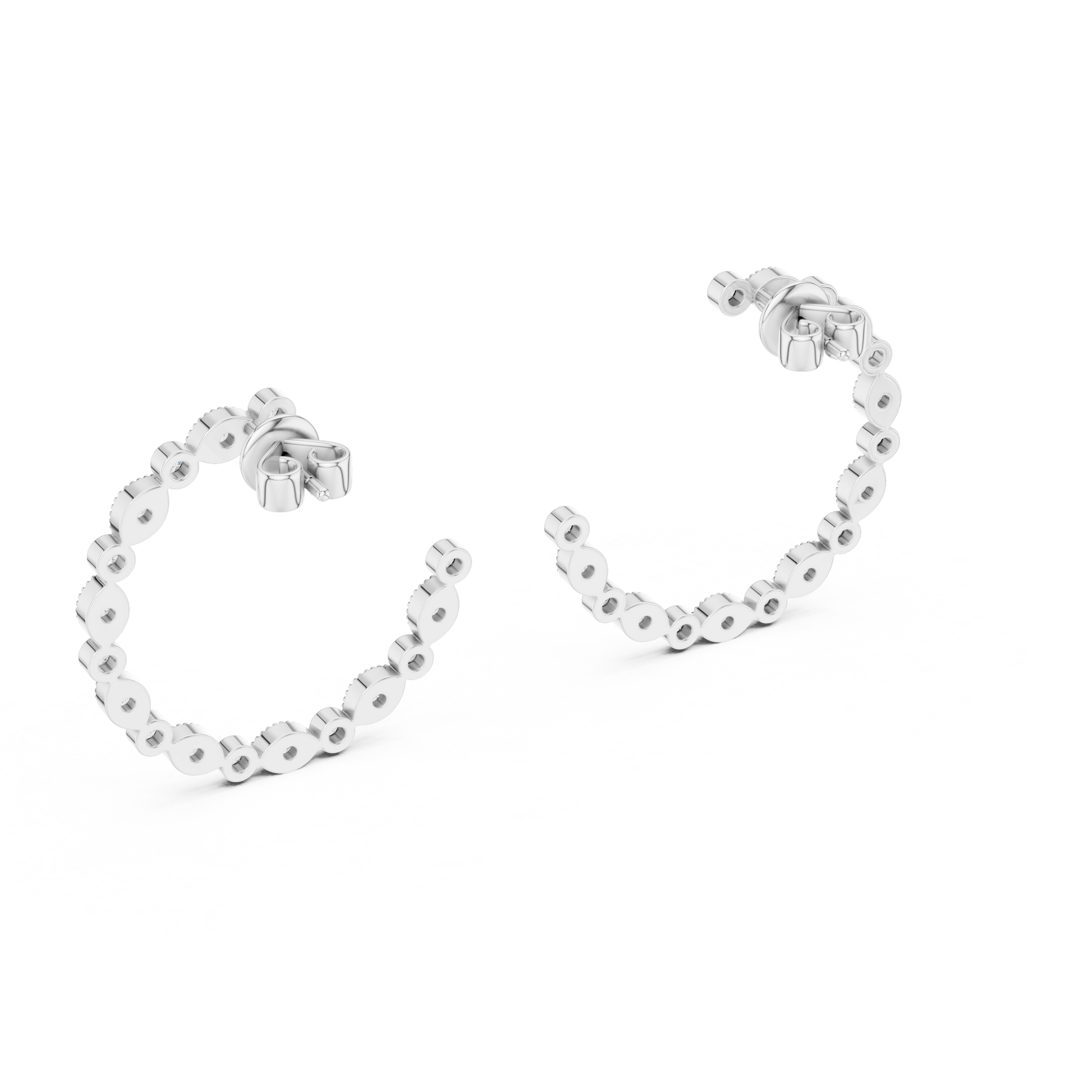 Marquise & Round Cut Moissanite Daimond Bezel Set Diamonds In An Open Hoop Style Earring