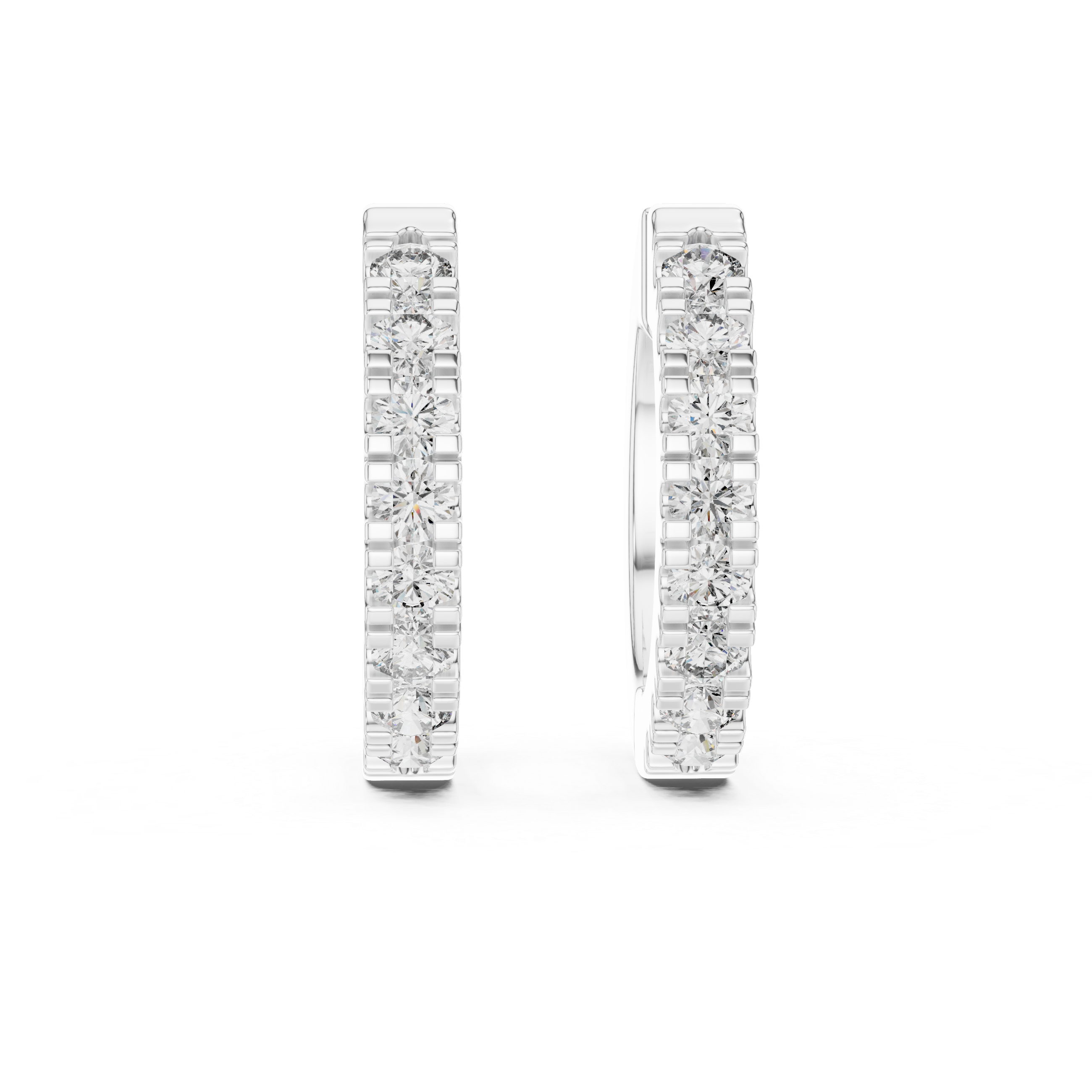 Round Cut Moissanite Diamond Hoop Channel-Set Hoop Earrings