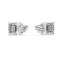 1 CT Heart & 1 CT Emerald Toi Et Moi Style Moissanite Diamond Stud Earrings