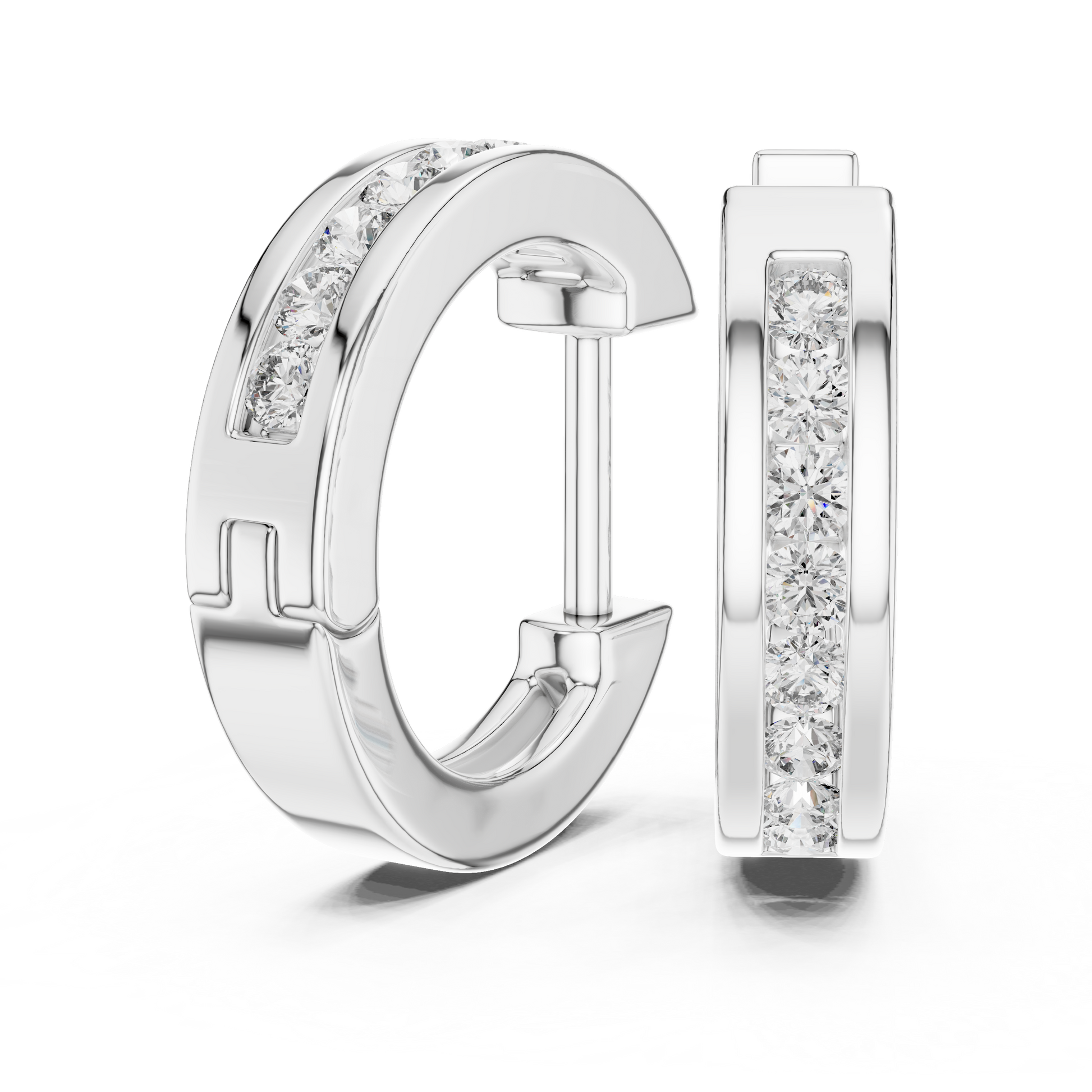 Round Cut Moissanite Diamond 925 Sterling Silver Huggie Hoop Earrings
