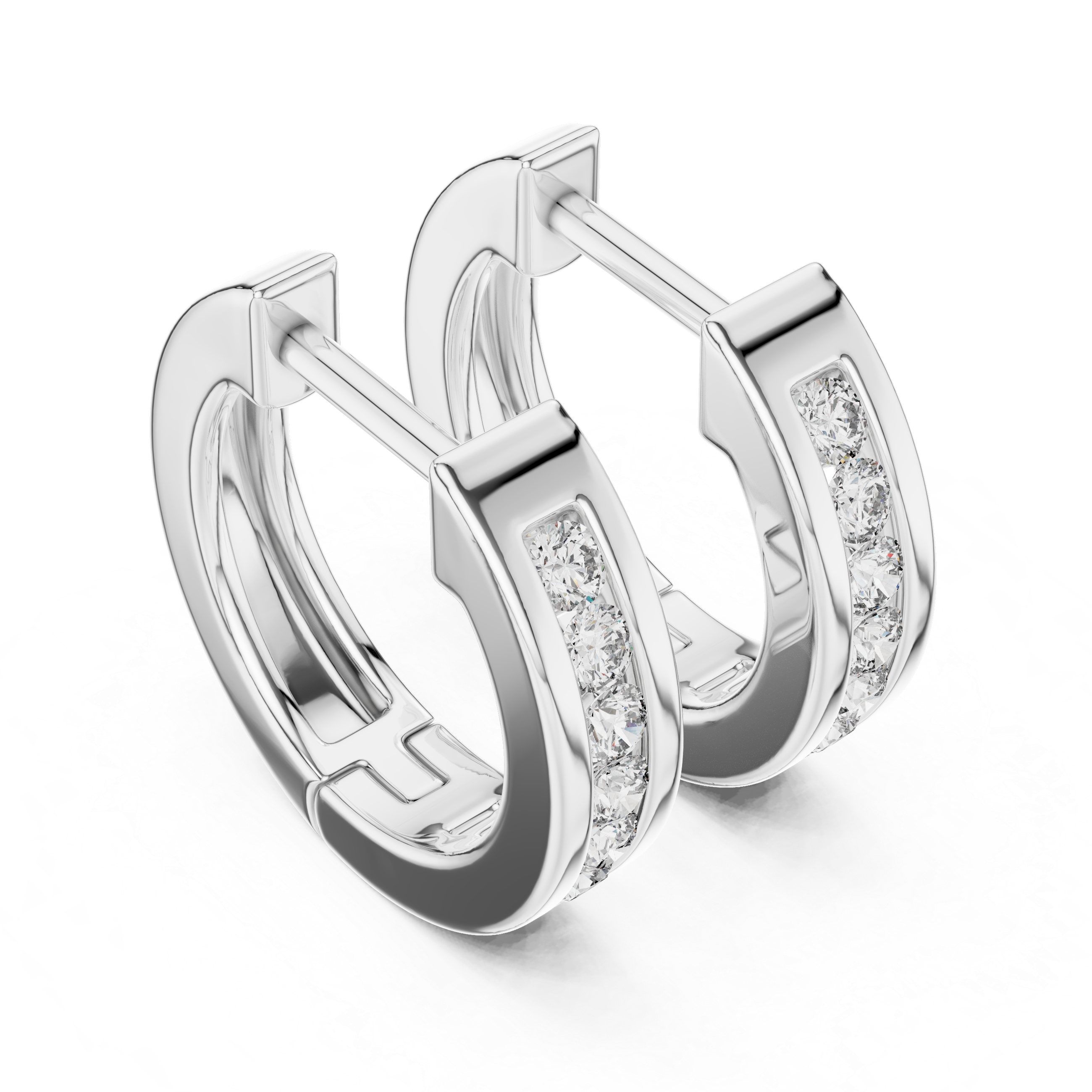 Round Cut Moissanite Diamond 925 Sterling Silver Huggie Hoop Earrings