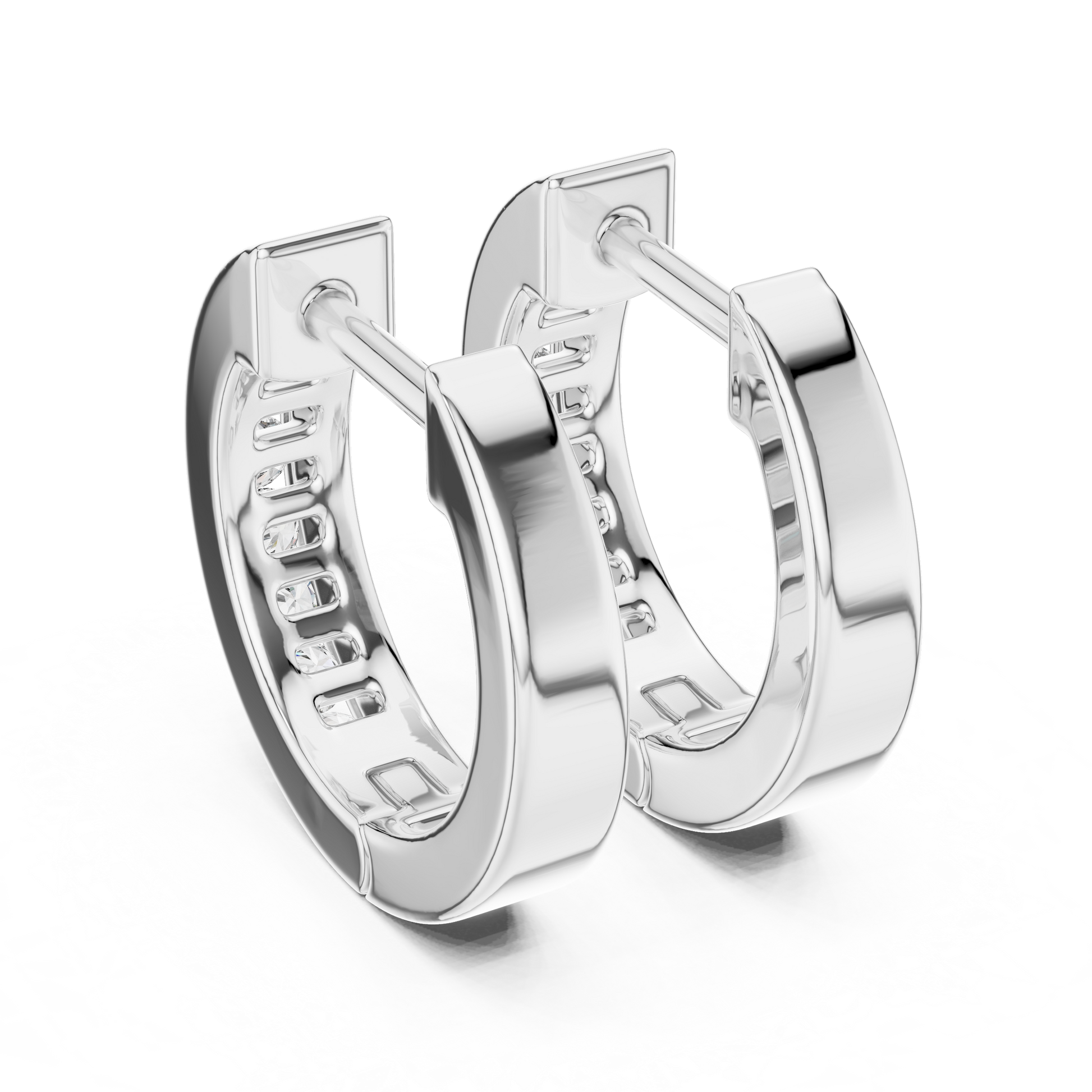 Round Cut Moissanite Diamond 925 Sterling Silver Huggie Hoop Earrings
