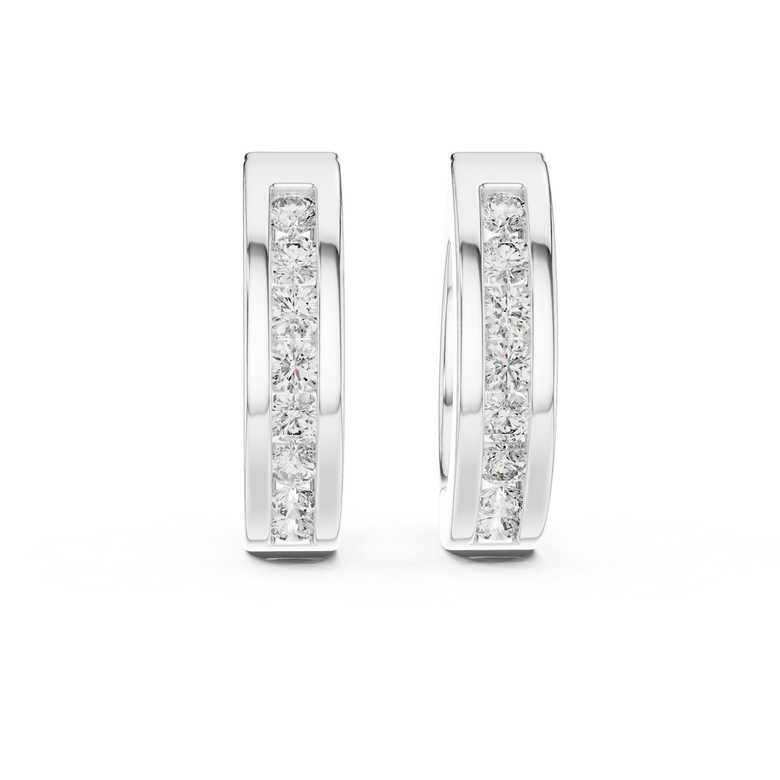 Round Cut Moissanite Diamond 925 Sterling Silver Huggie Hoop Earrings