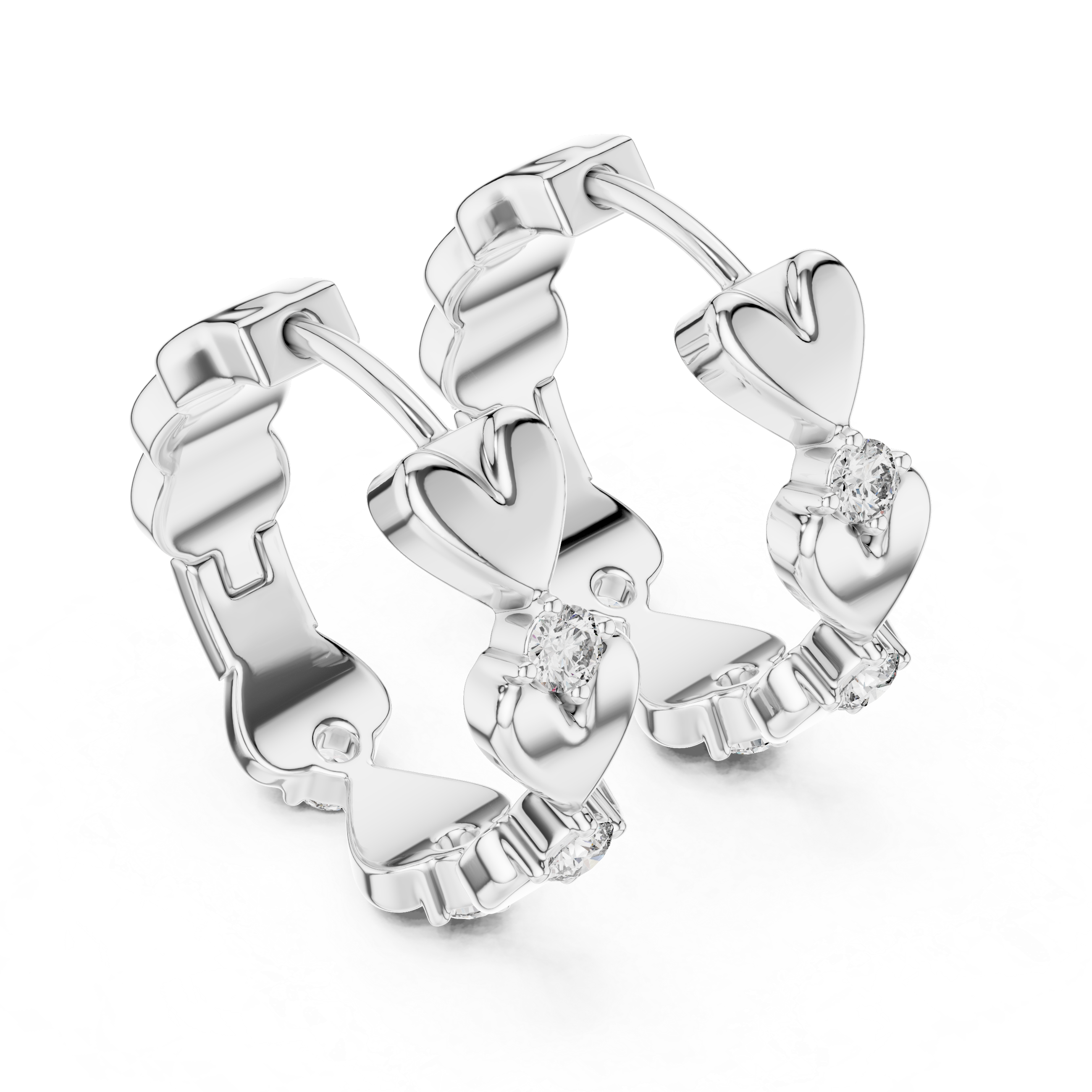 Round Cut Moissanite Diamond 925 Sterling Silver Heart Shaped Hoop Earrings