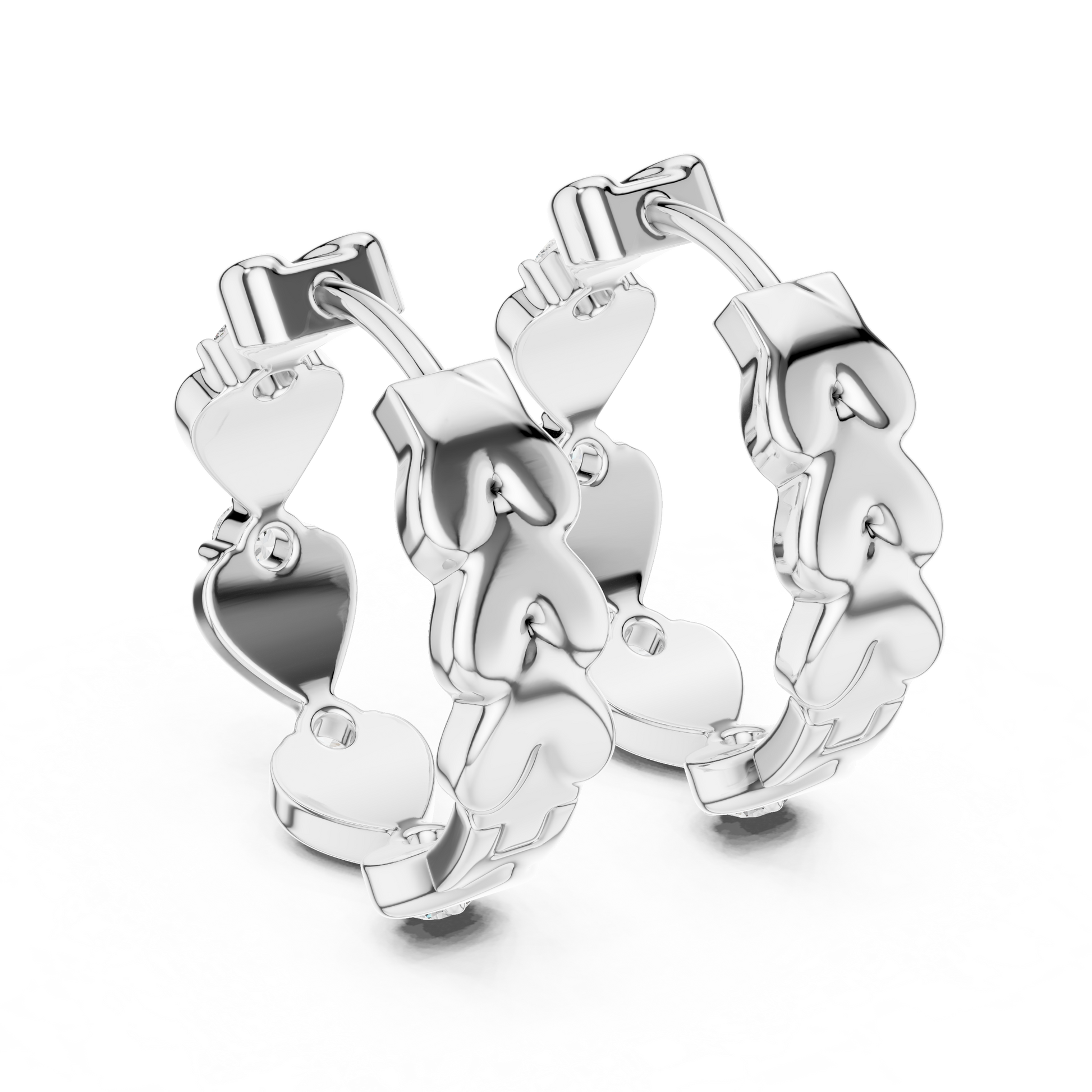 Round Cut Moissanite Diamond 925 Sterling Silver Heart Shaped Hoop Earrings