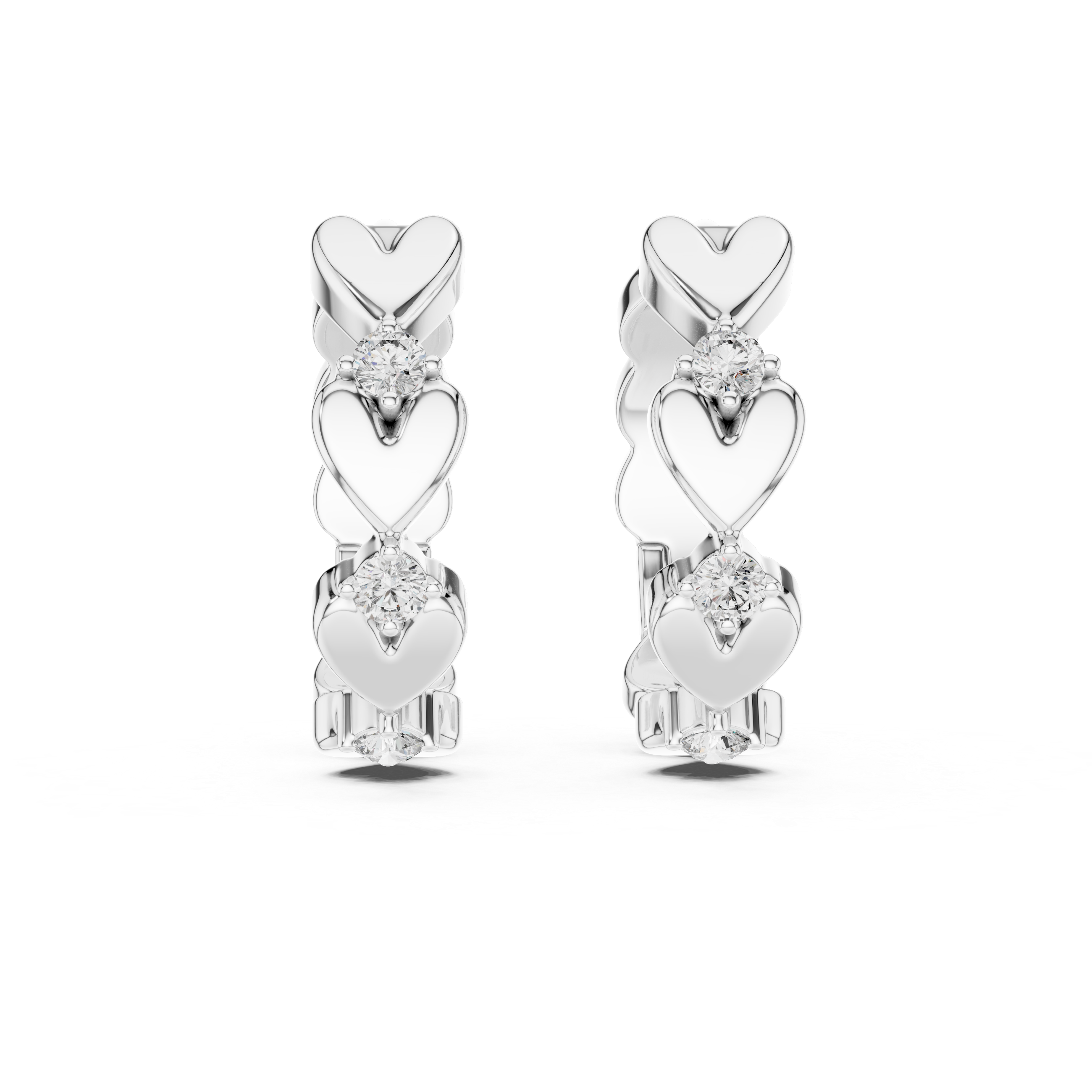 Round Cut Moissanite Diamond 925 Sterling Silver Heart Shaped Hoop Earrings